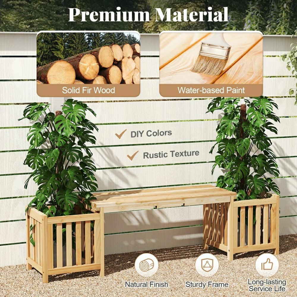 Plow & Hearth Patio Wooden Bench with Planter
