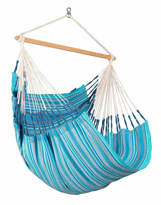 Plow & Hearth Habana Azure - Organic Cotton Comfort Hammock Chair