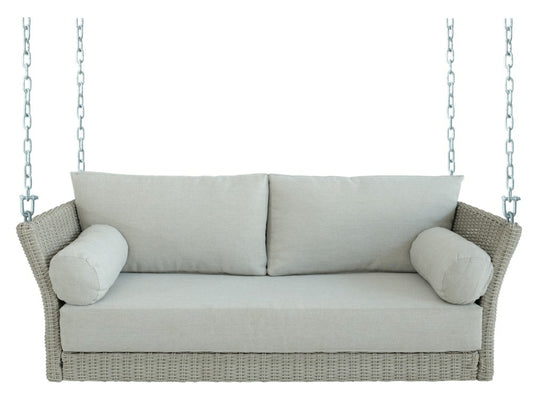 Plow & Hearth Sonoma Wicker Daybed Porch Swing With Cushions