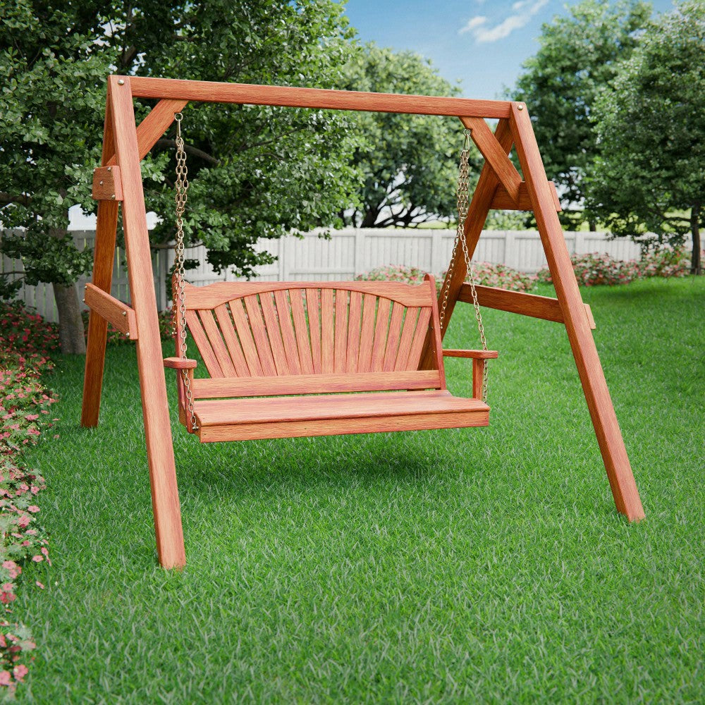 Plow & Hearth Keystone Amish Co. Sunburst Red Cedar Swing & Stand Set