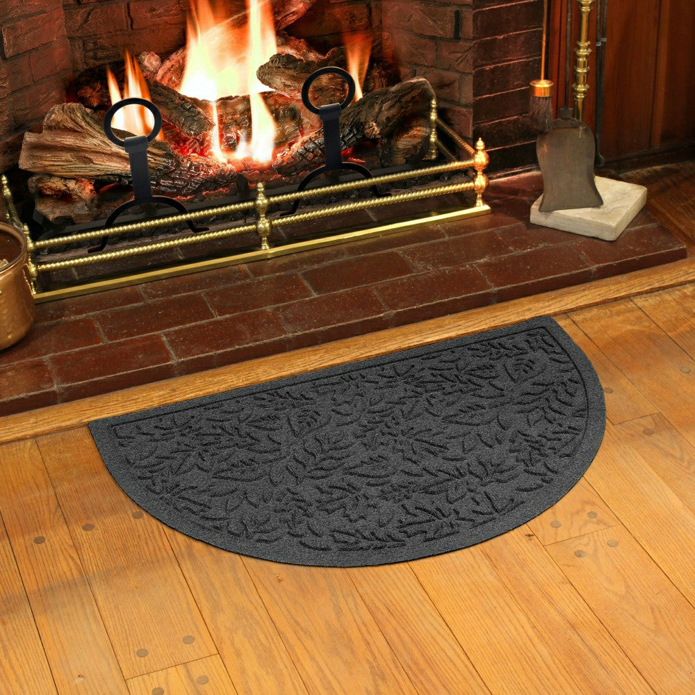 Plow & Hearth Fall Day Indoor/Outdoor Half Round Door Mat, 24"x39"