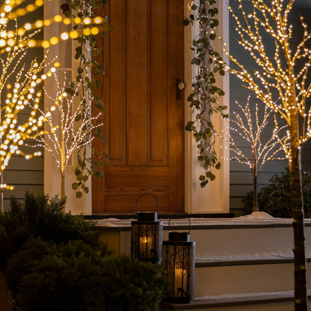 Plow & Hearth Extra Large Indoor/Outdoor Birch Tree with 750 Warm White Lights