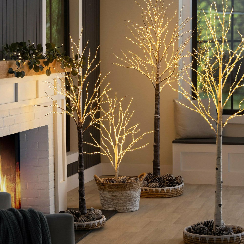 Plow & Hearth Extra Large Indoor/Outdoor Birch Tree with 750 Warm White Lights