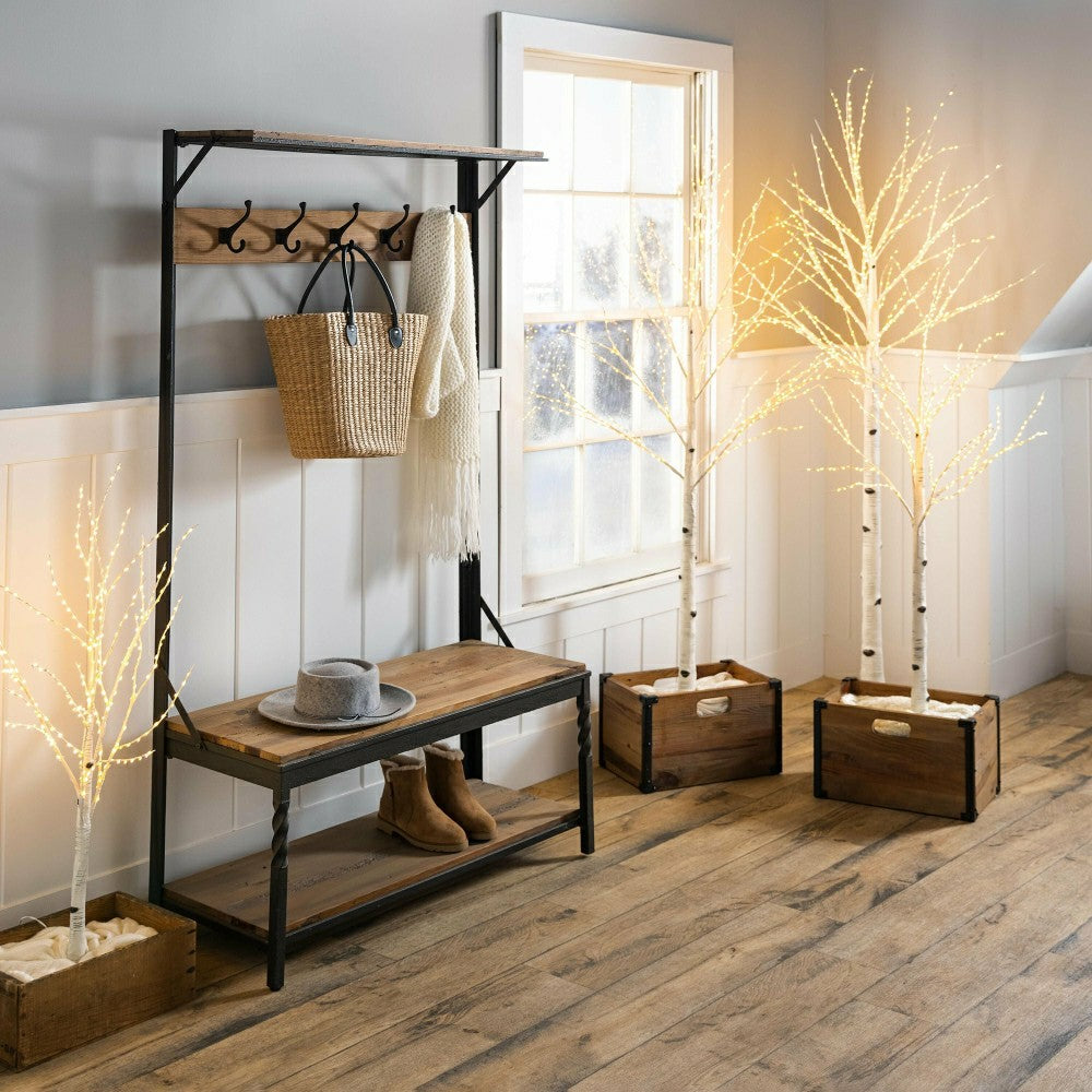 Plow & Hearth Extra Large Indoor/Outdoor Birch Tree with 750 Warm White Lights
