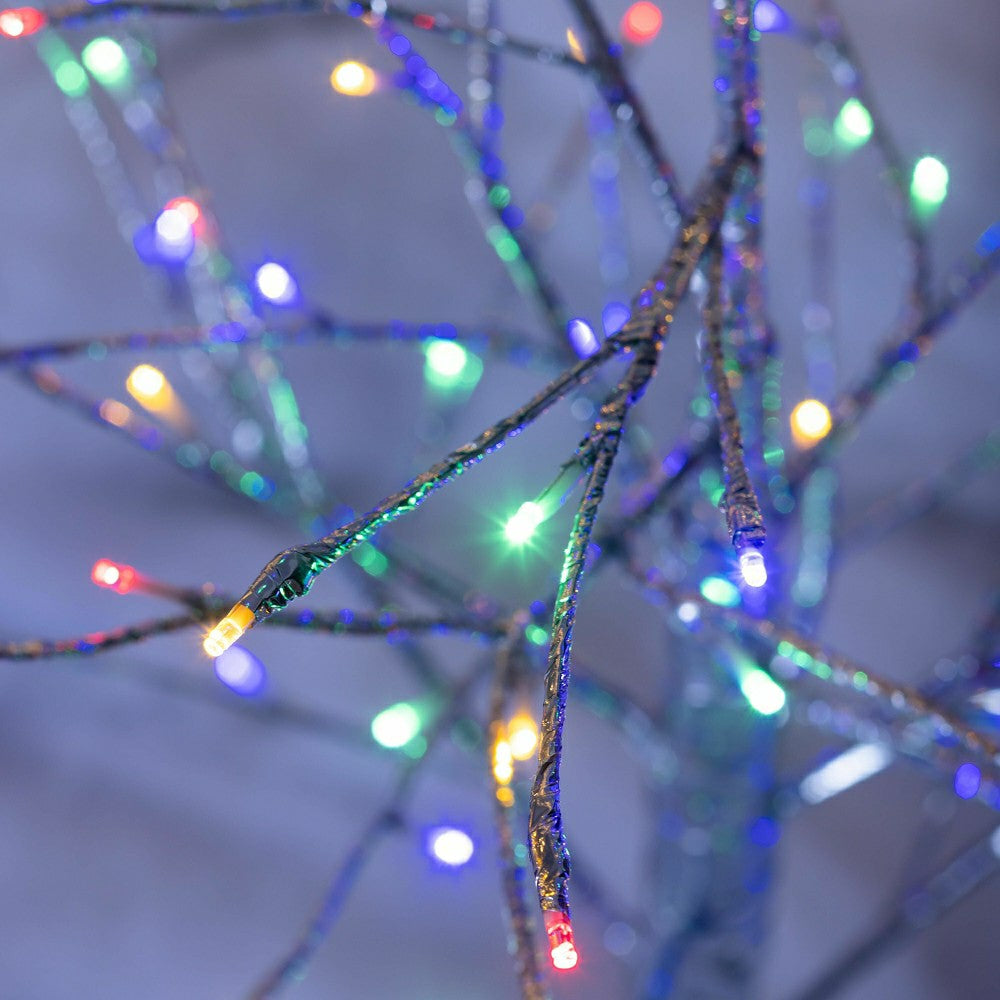 Plow & Hearth 4'H Indoor/Outdoor Silver Metallic Tree with 112 Lights