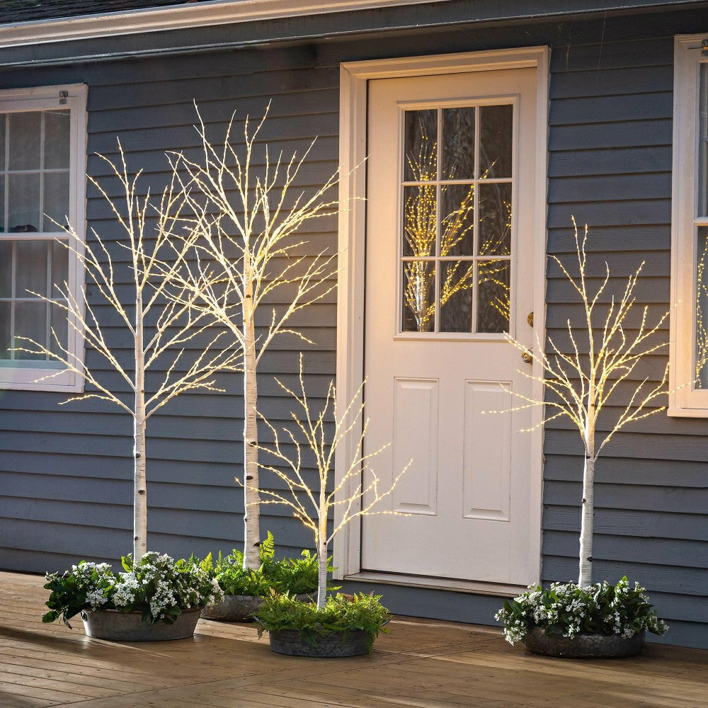 Plow & Hearth Small Indoor/Outdoor Birch Tree with 300 Warm White Lights
