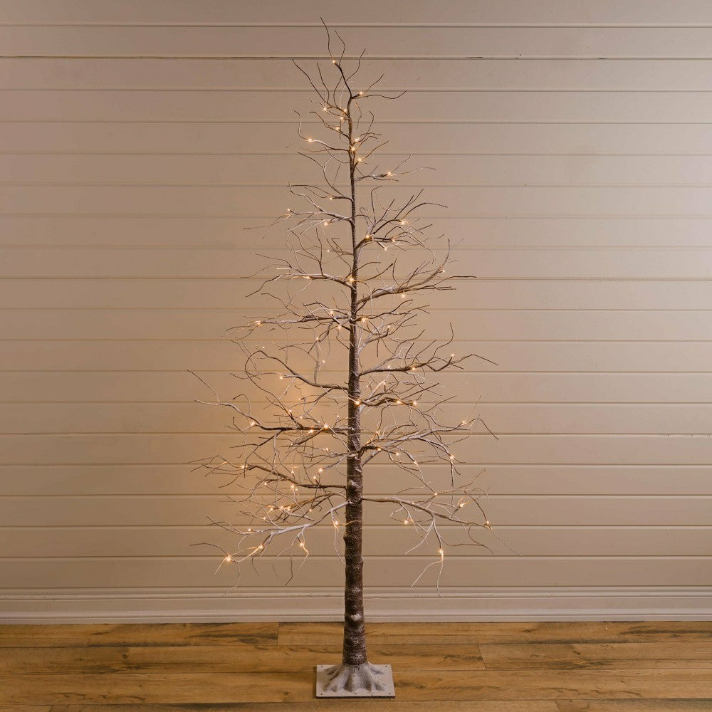 Plow & Hearth Medium Indoor/Outdoor Snowy Lighted Tree, 6'H with 98 Lights