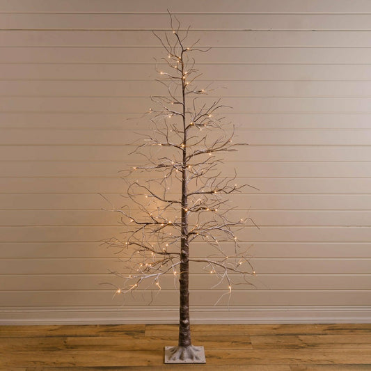Plow & Hearth Medium Indoor/Outdoor Snowy Lighted Tree, 6'H with 98 Lights