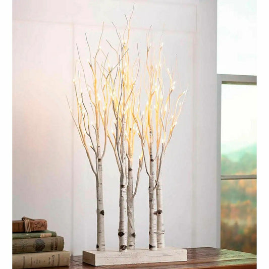 Plow & Hearth Lighted Birch Line Treescape Accent