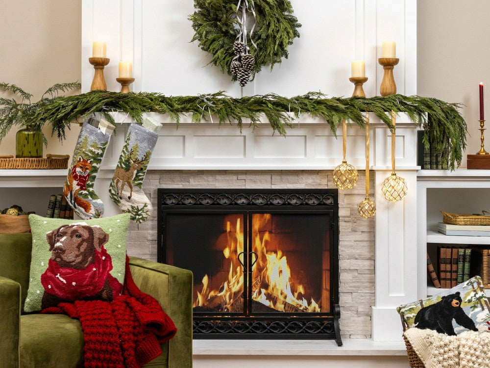 Plow & Hearth Noble Fir and Pinecone Fresh Wreath with Bells, 20"