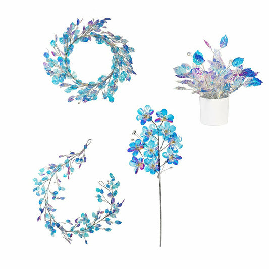 Plow & Hearth Season to Sparkle Wreath Artificial Iridescent Leaf, 20"H