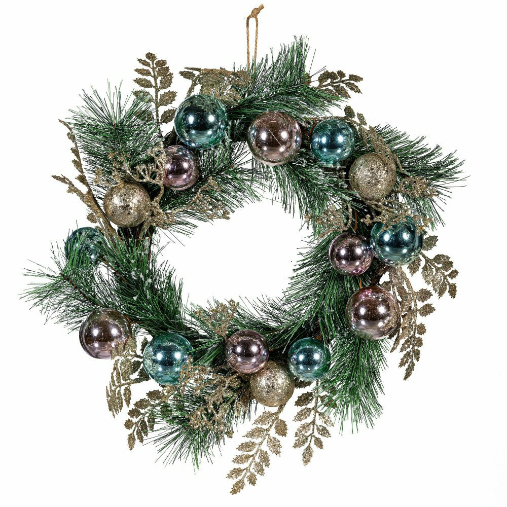 Plow & Hearth Season to Sparkle Wreath Artificial with Ornaments, 24"H