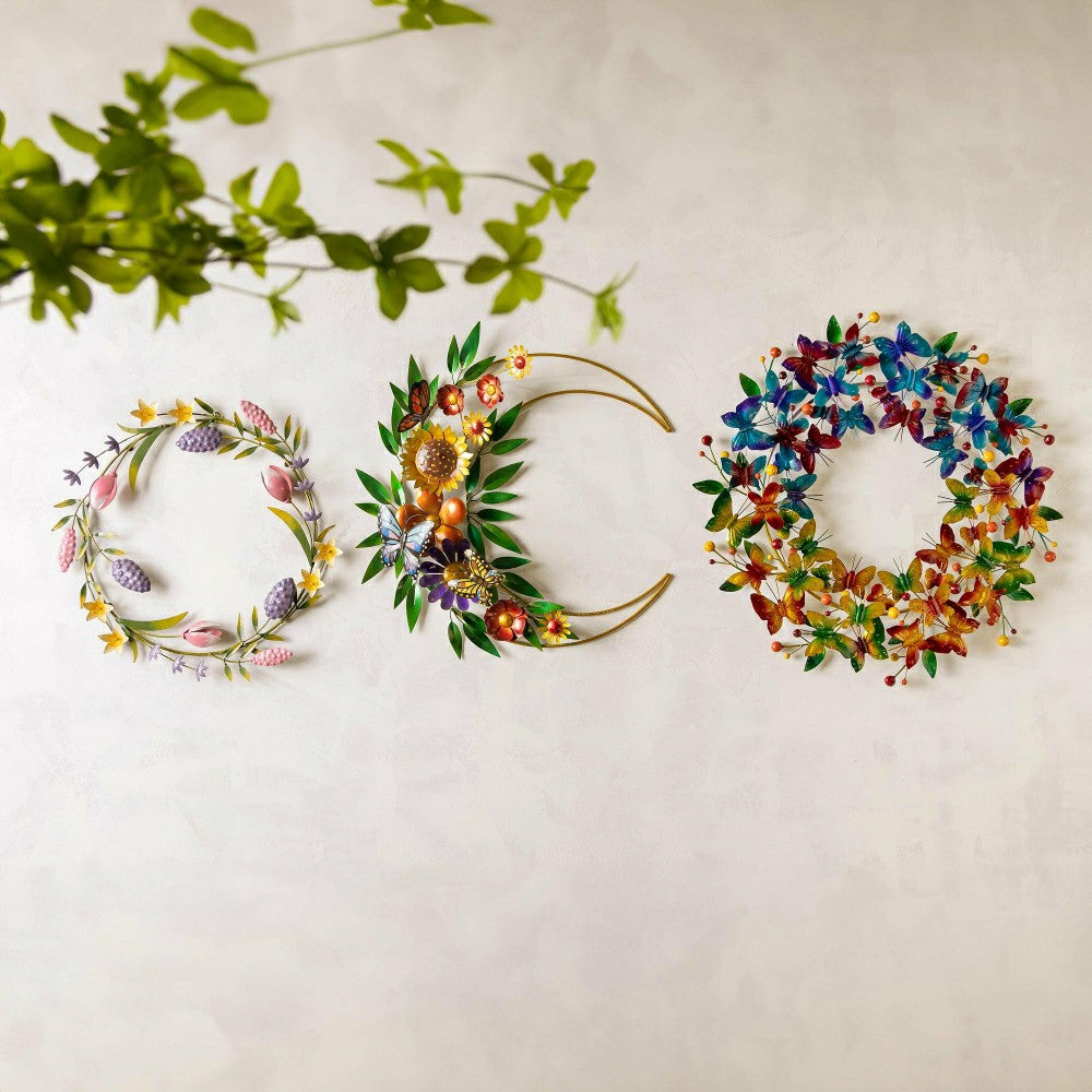 Plow & Hearth Metal Butterfly Rainbow Wreath