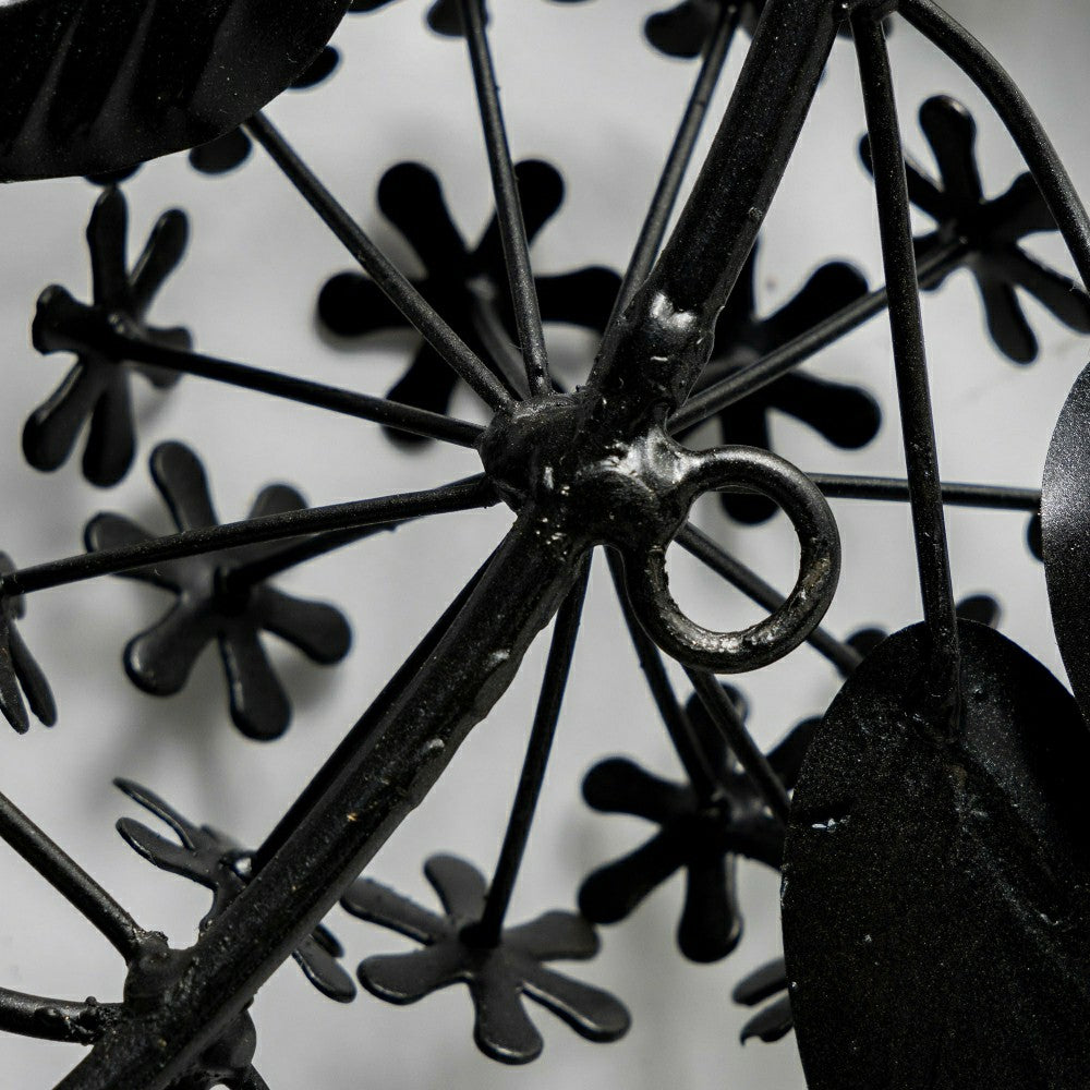 Plow & Hearth Recycled Metal Black Floral Leaf Wreath