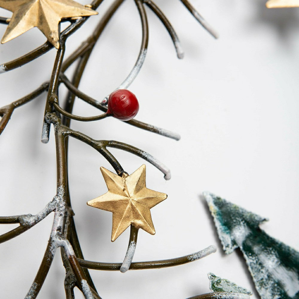 Plow & Hearth Handcrafted Trees and Stars Metal Indoor/Outdoor Wreath