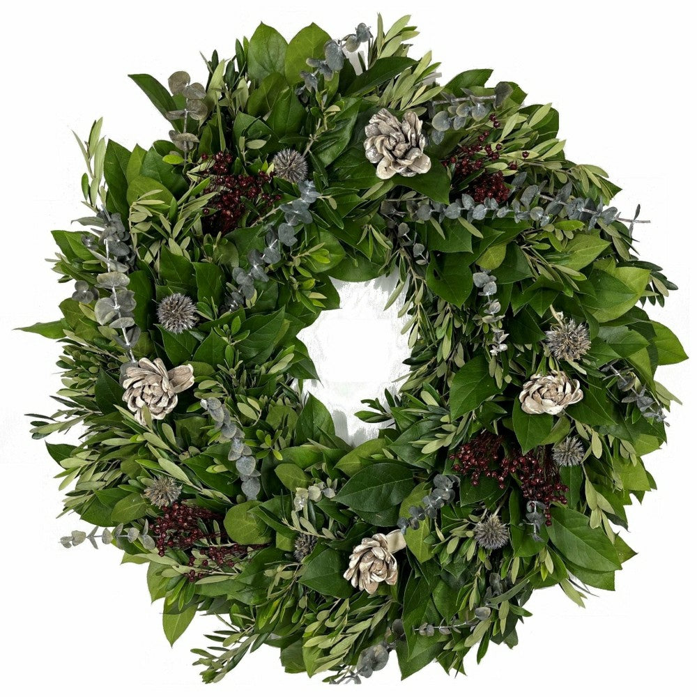 Plow & Hearth Eucalyptus Rain Wreath, 24"