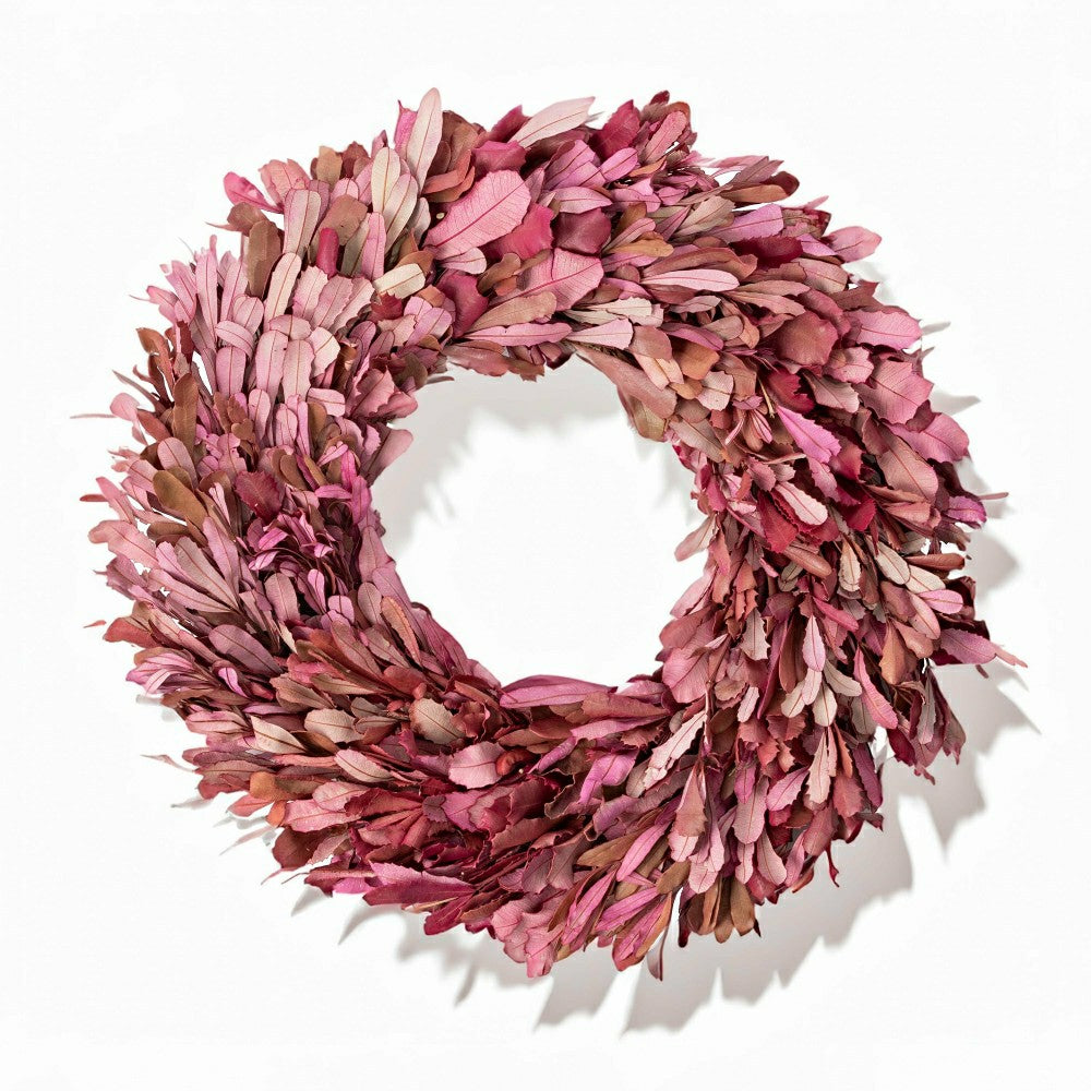 Plow & Hearth Dried 22" Natural Integrifolia Wreath, Blush