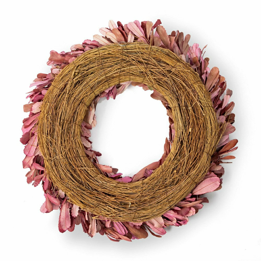 Plow & Hearth Dried 22" Natural Integrifolia Wreath, Blush