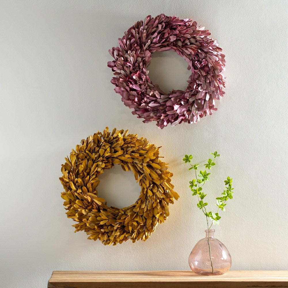 Plow & Hearth Dried 22" Natural Integrifolia Wreath, Blush