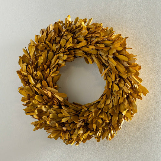 Plow & Hearth Dried 22" Natural Integrifolia Wreath, Saffron