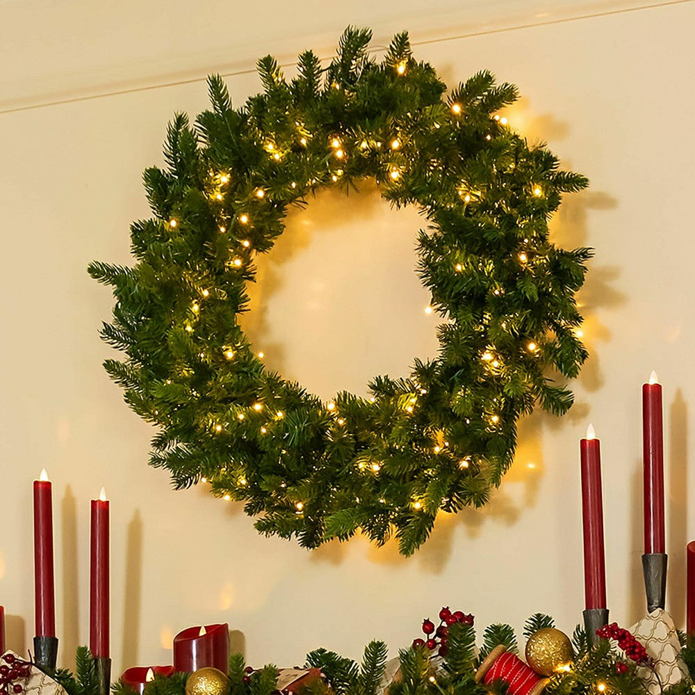 Plow & Hearth Arlington Indoor/Outdoor Lighted Holiday Wreath