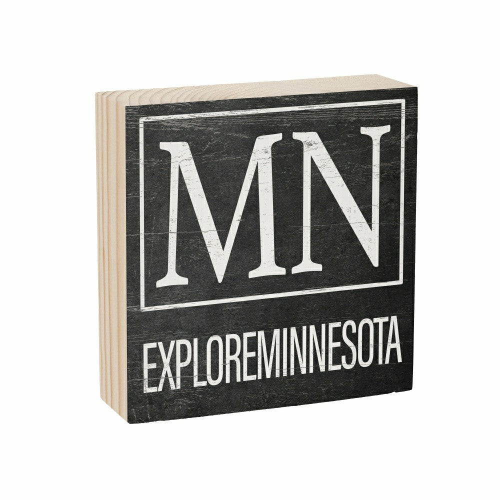 Plow & Hearth State Sign Wood Block Minnesota 6"x6"