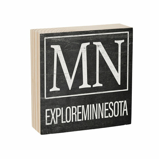 Plow & Hearth State Sign Wood Block Minnesota 6"x6"