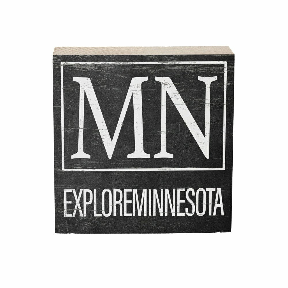 Plow & Hearth State Sign Wood Block Minnesota 6"x6"