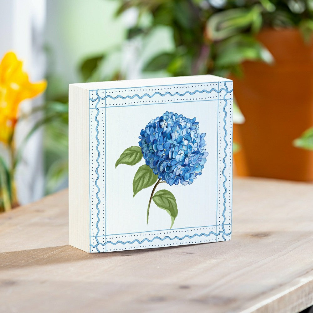 Plow & Hearth VivaStyle Hydrangea Sign Wood Block, 6"x6"
