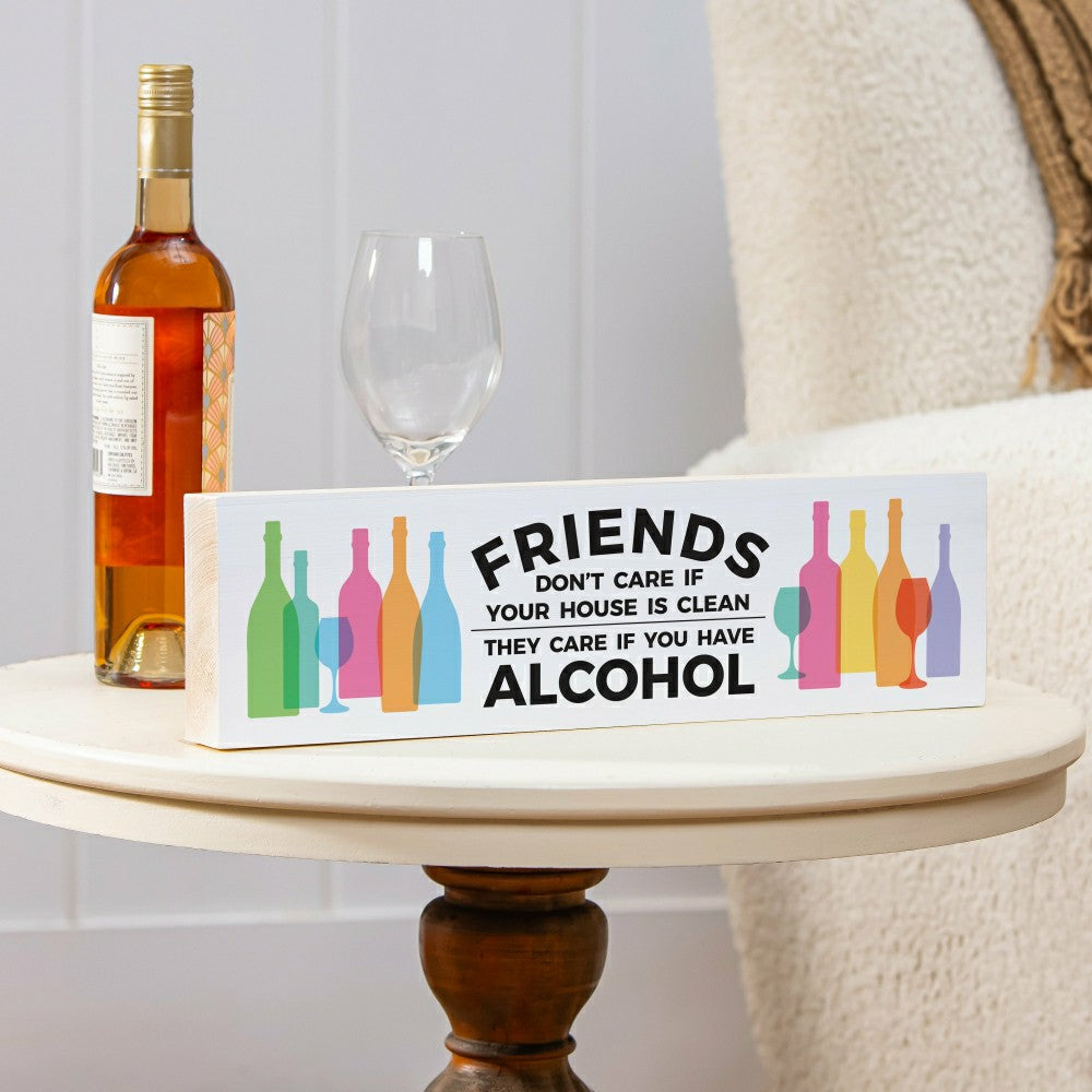 Plow & Hearth Just For Laughs Table Decor Wood Mantle Sign Wine Friends Alcohol, 18"