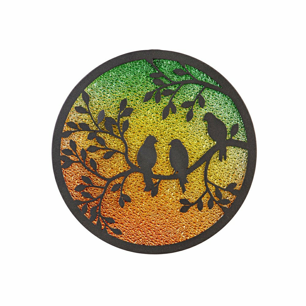Plow & Hearth She Shed Outdoor Wall Décor, Alternative Wall, Round Perched Birds, 12
