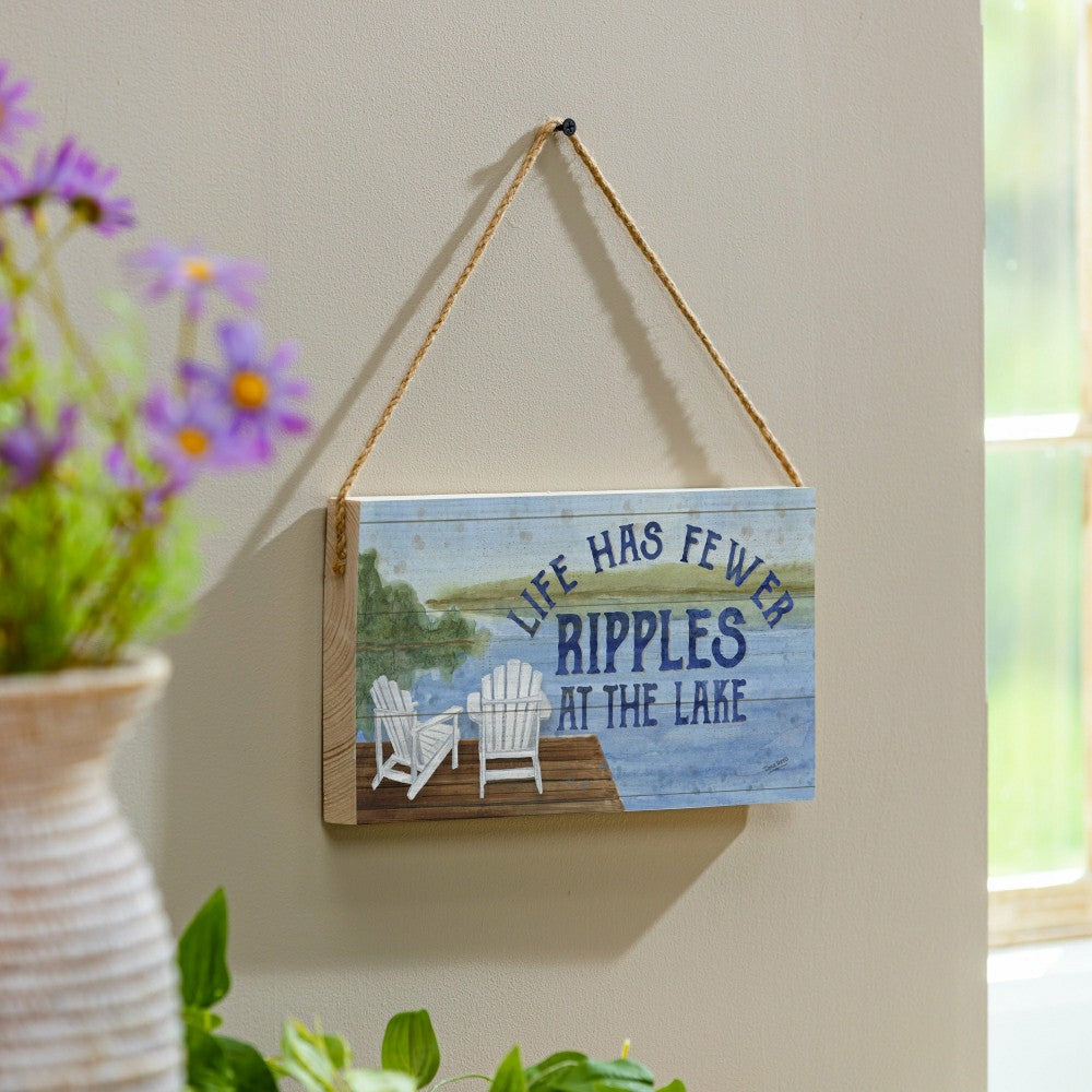 Plow & Hearth Lake View Hanging Sign Ripples at the Lake 11x6"