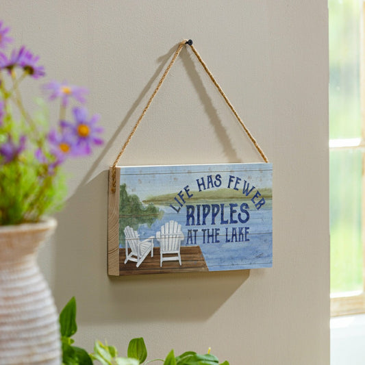 Plow & Hearth Lake View Hanging Sign Ripples at the Lake 11x6"