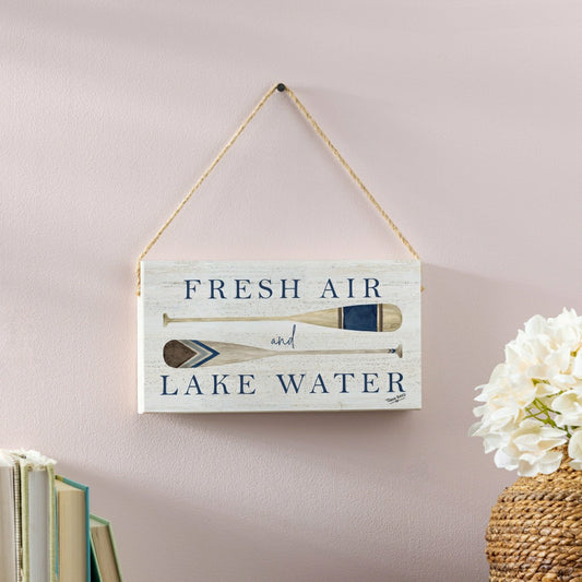 Plow & Hearth Lake Living Hanging Sign Fresh Air 11x6"