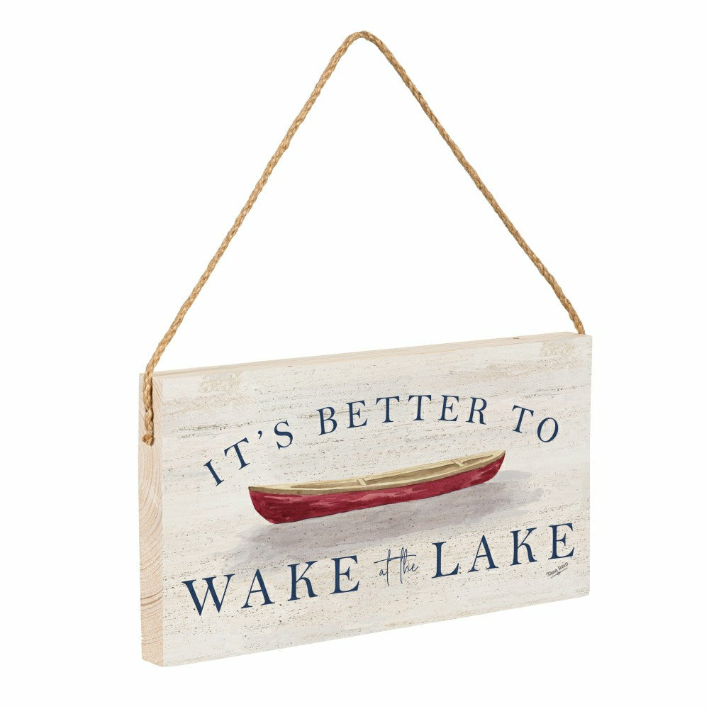 Plow & Hearth Lake Living Hanging Sign Wake at the Lake 11x6"