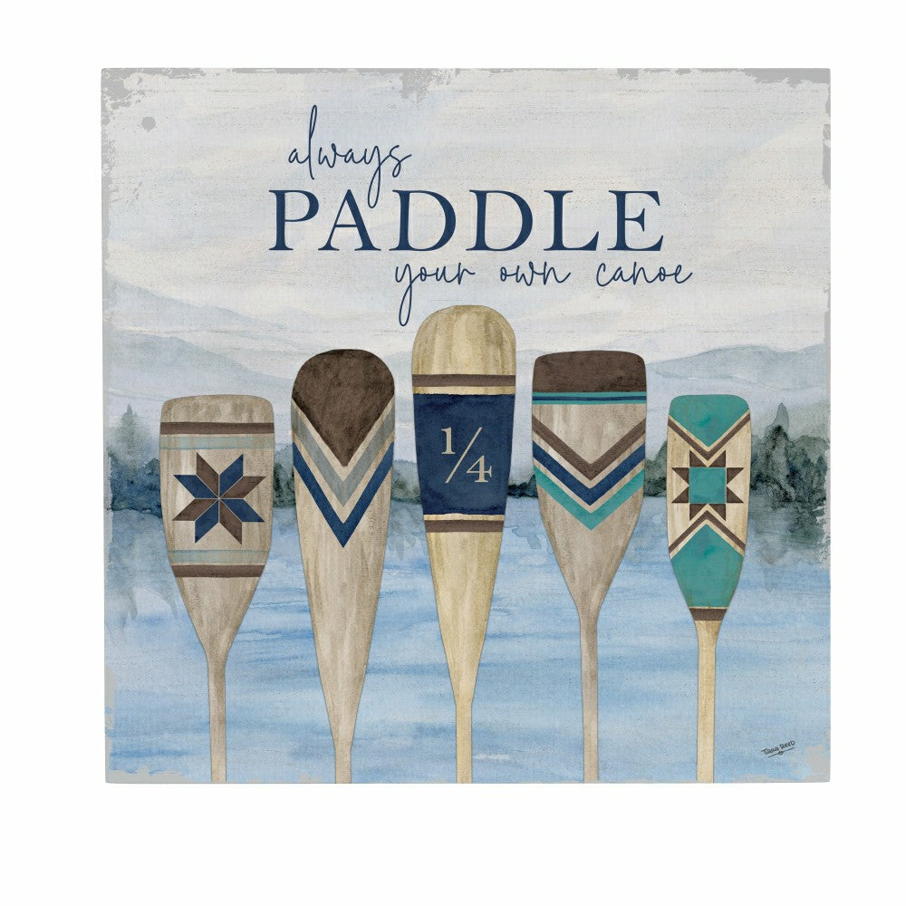 Plow & Hearth Lake Living Wooden Wall Art Always Paddle 12x12"