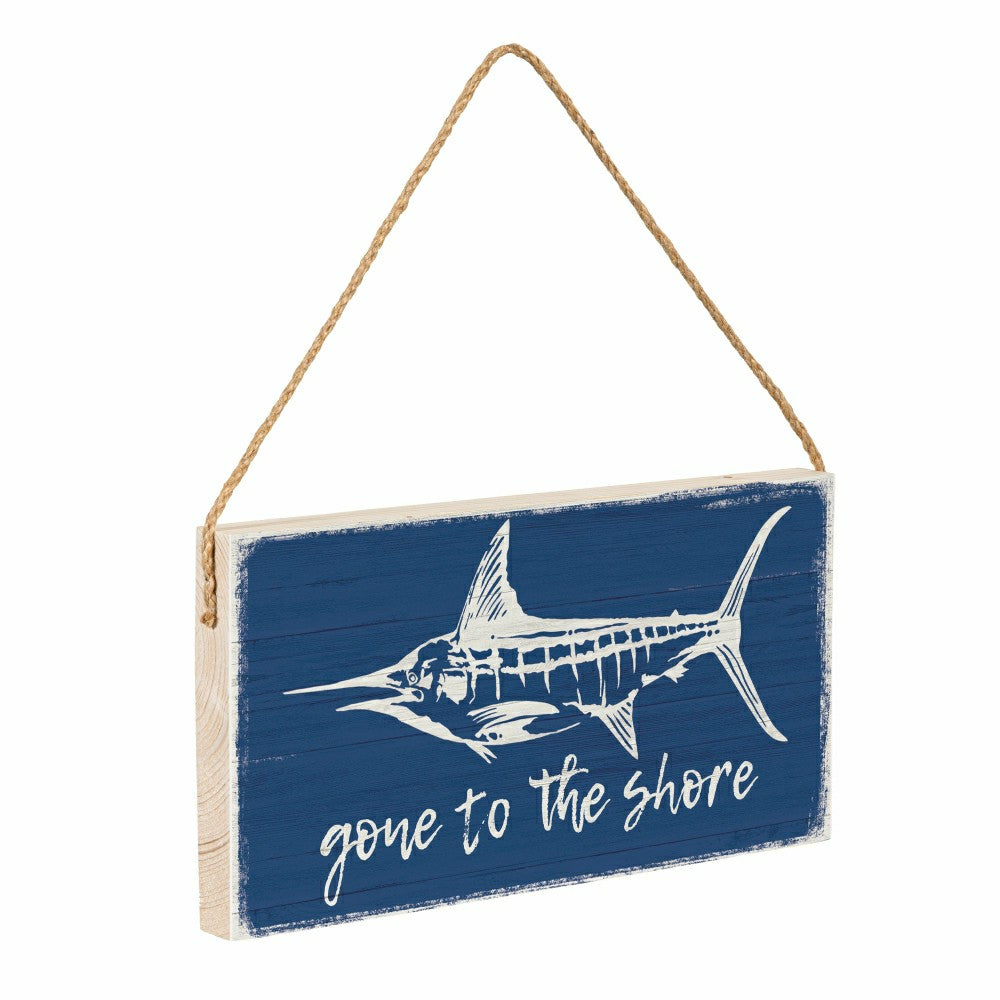 Plow & Hearth Coastal Wooden Sign Shore Marlin 11x6"