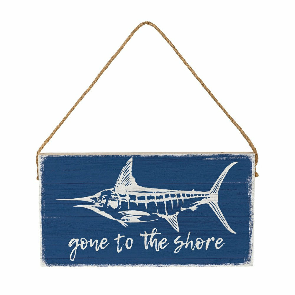 Plow & Hearth Coastal Wooden Sign Shore Marlin 11x6"