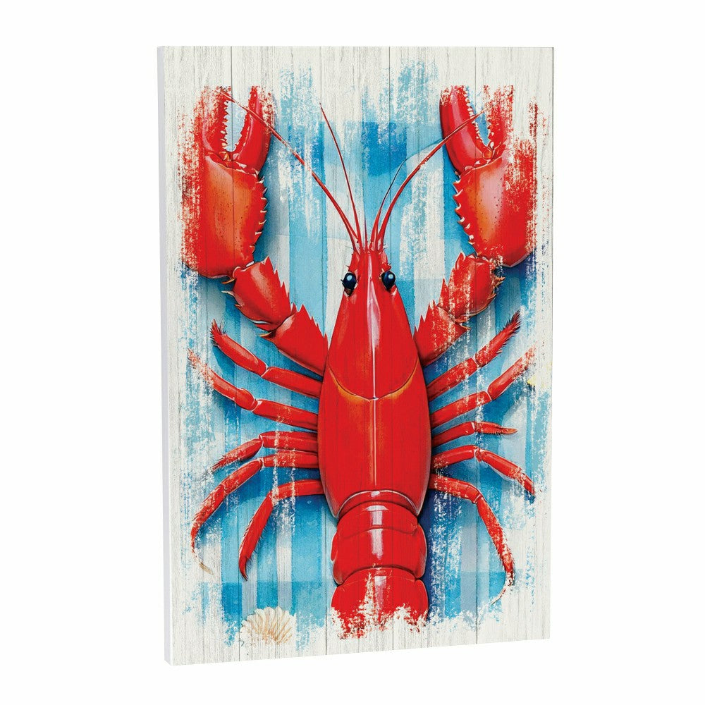 Plow & Hearth Coastal Wooden Wall Art Lobster 16x24"