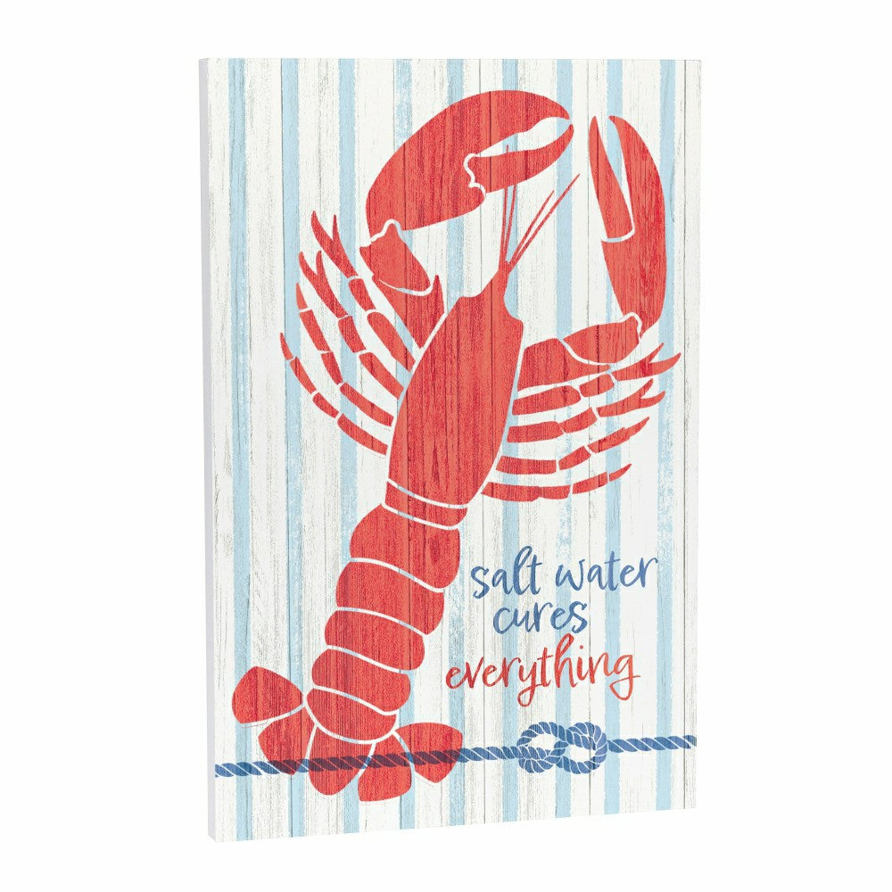 Plow & Hearth Coastal Wooden Wall Art Salt Water Lobster 16x24"