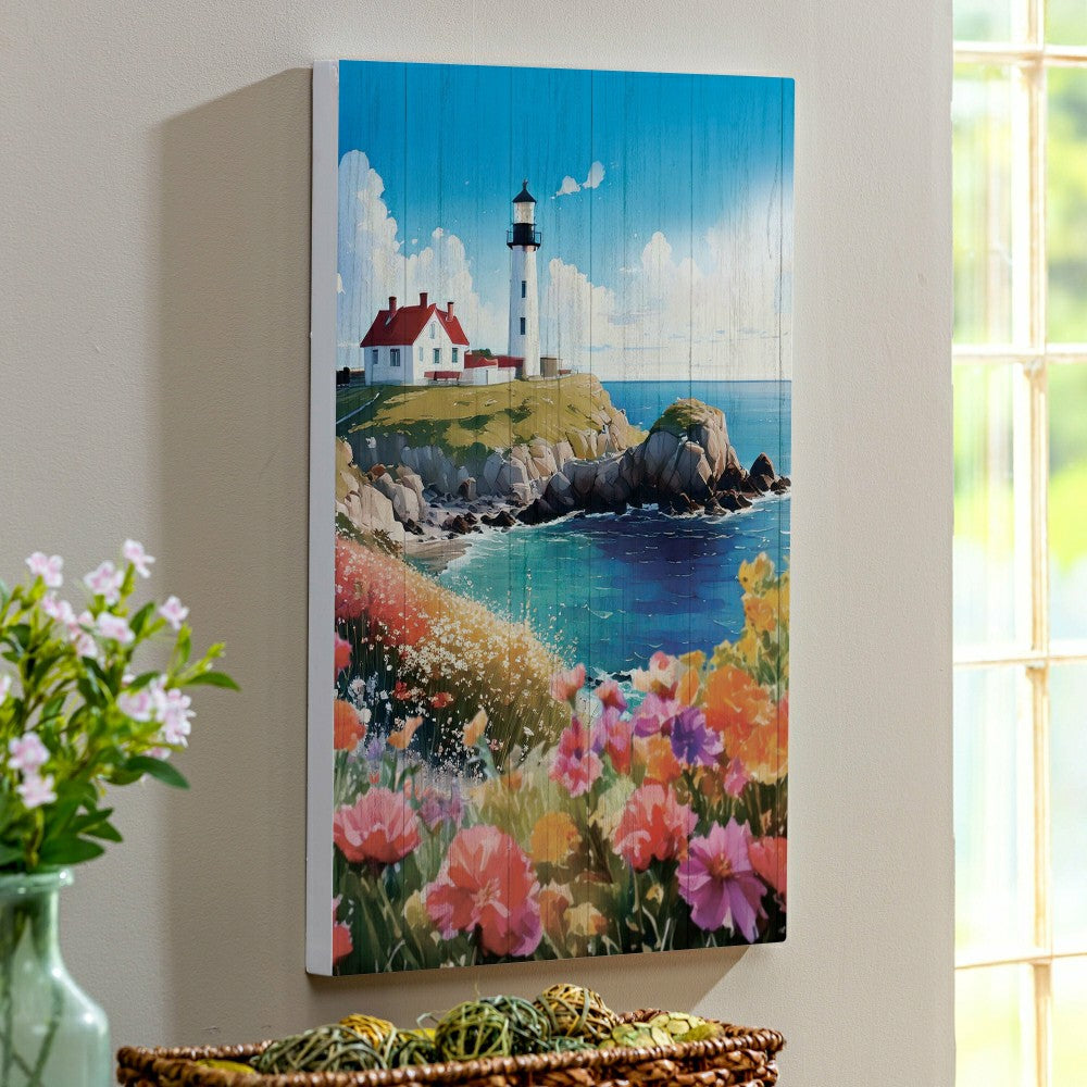 Plow & Hearth Coastal Wooden Wall Art Lighthouse 16x24"
