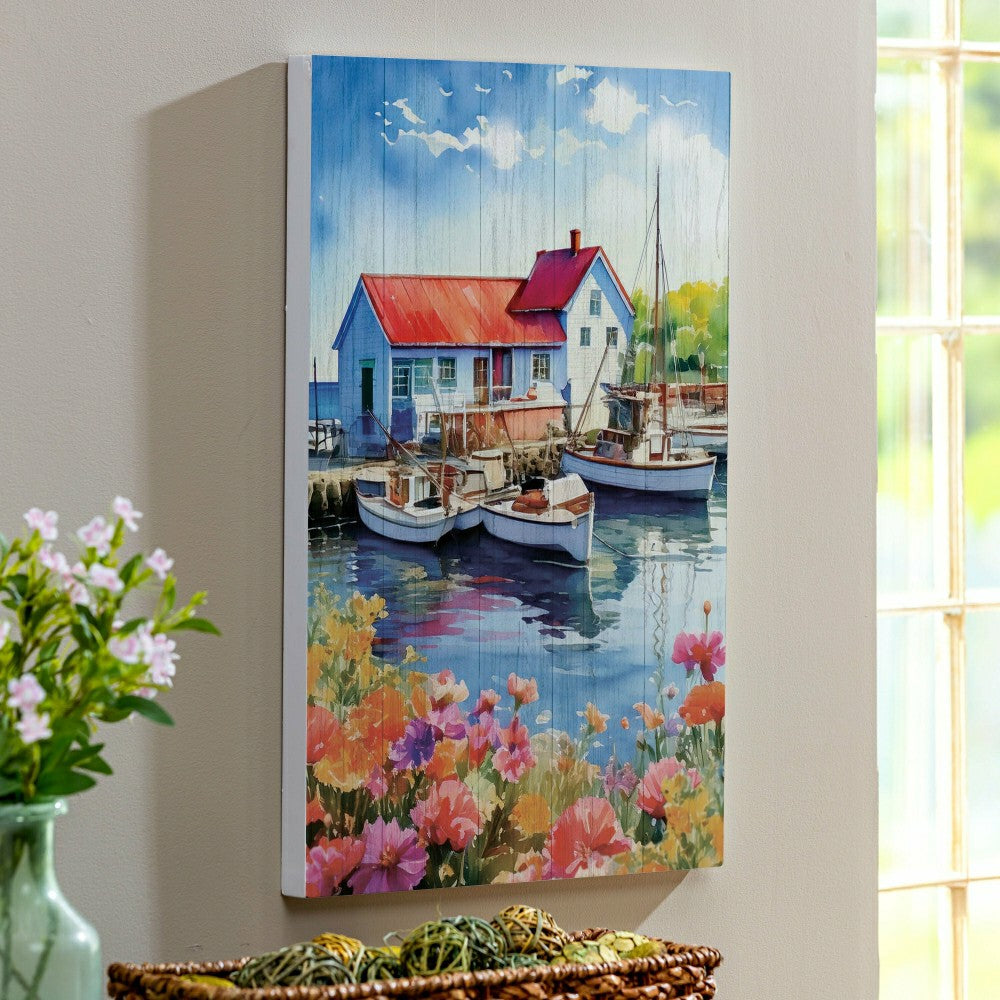 Plow & Hearth Coastal Wooden Wall Art Dock 16x24"