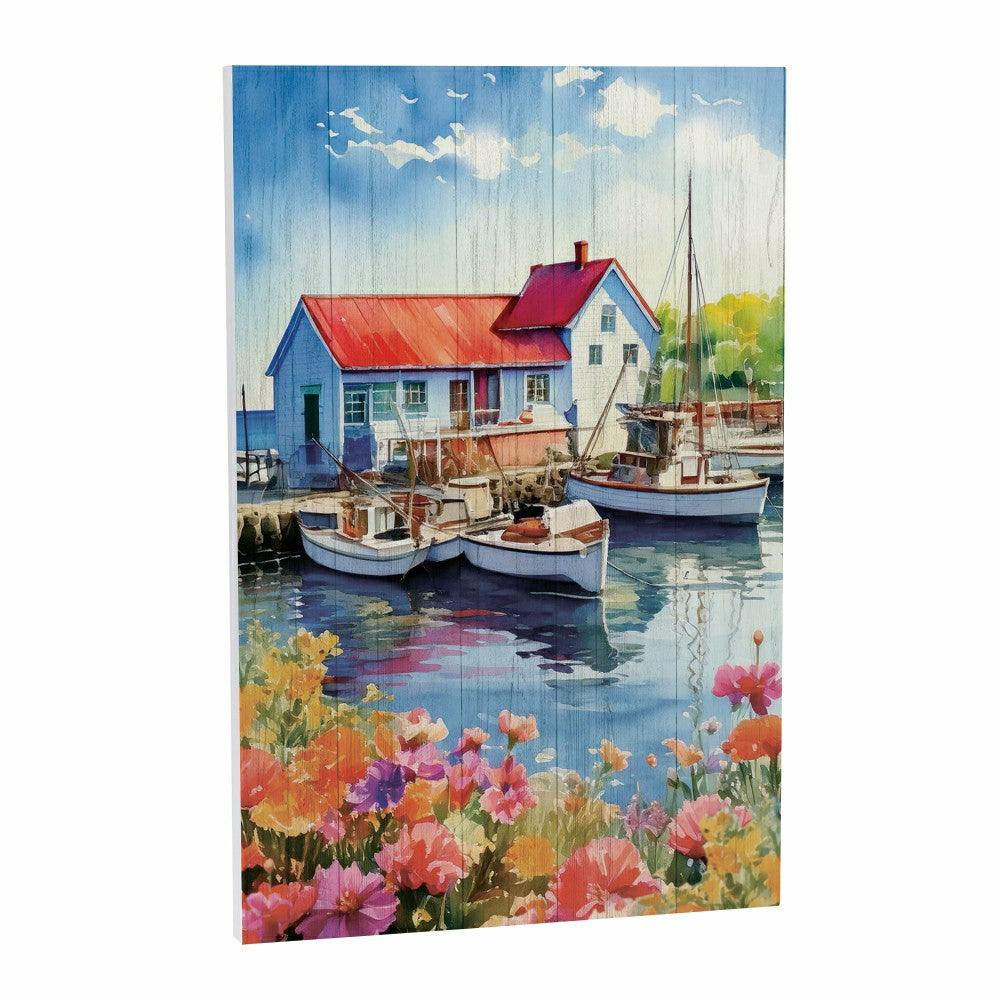 Plow & Hearth Coastal Wooden Wall Art Dock 16x24"