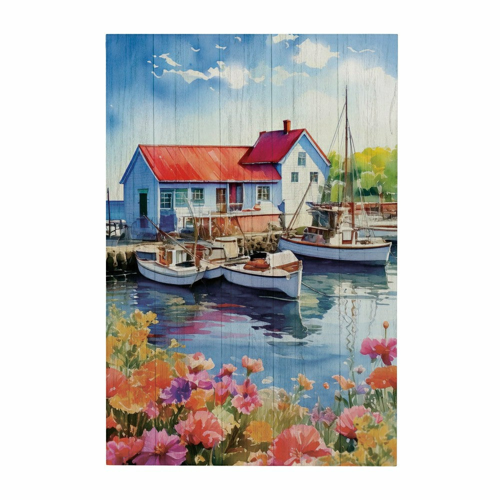 Plow & Hearth Coastal Wooden Wall Art Dock 16x24"