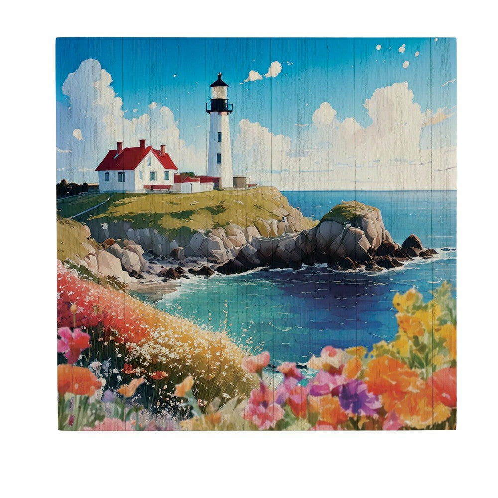 Plow & Hearth Coastal Wooden Wall Art Lighthouse 12x12"