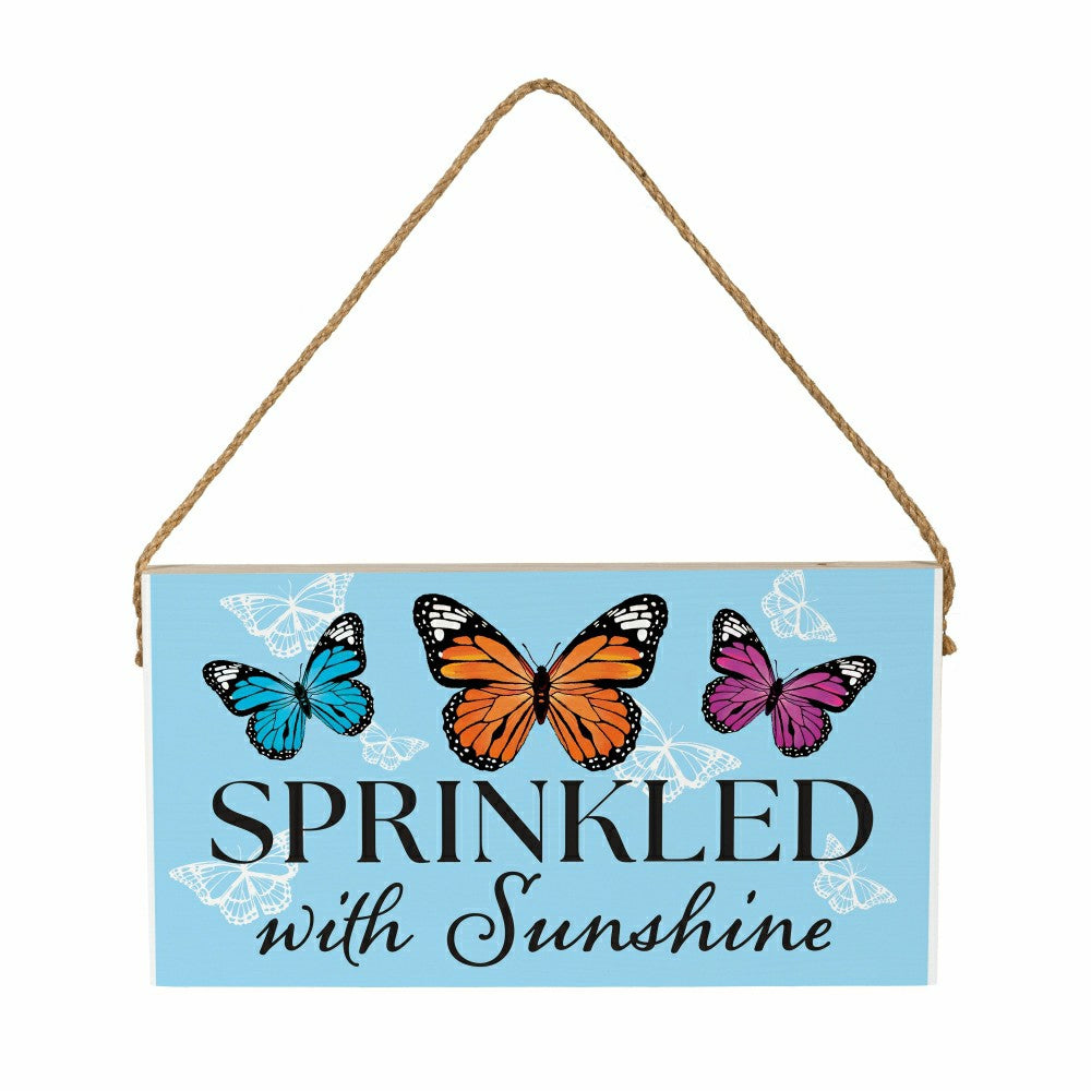Plow & Hearth Pollinator Garden Decor, Hanging Sign, Sprinkled with Sunshine, 11" L