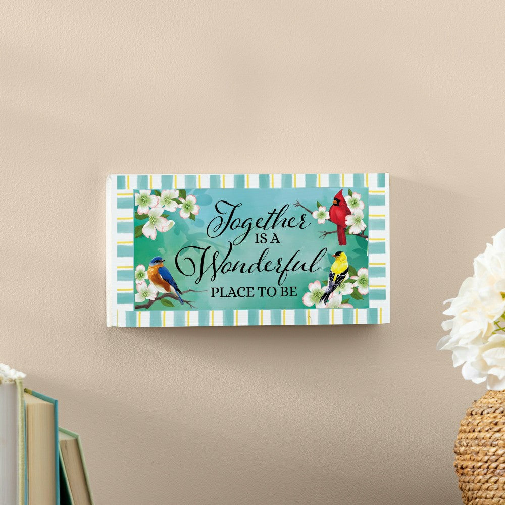 Plow & Hearth Pollinator Garden Decor, Hanging Sign, Birds, 11" L x 6" H