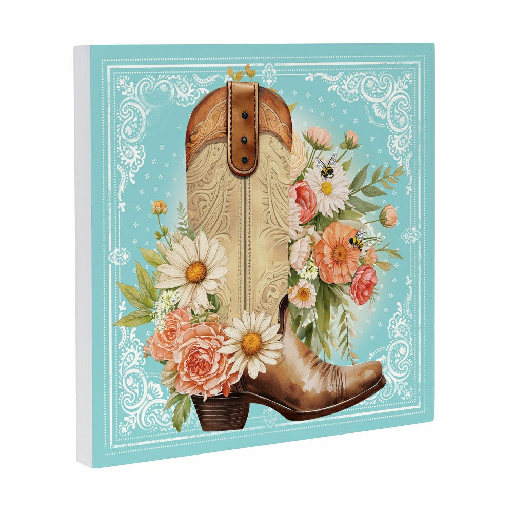 Plow & Hearth Petal & Plow Indoor Wall Decor, Cowboy Boots, 12" L x 12" H