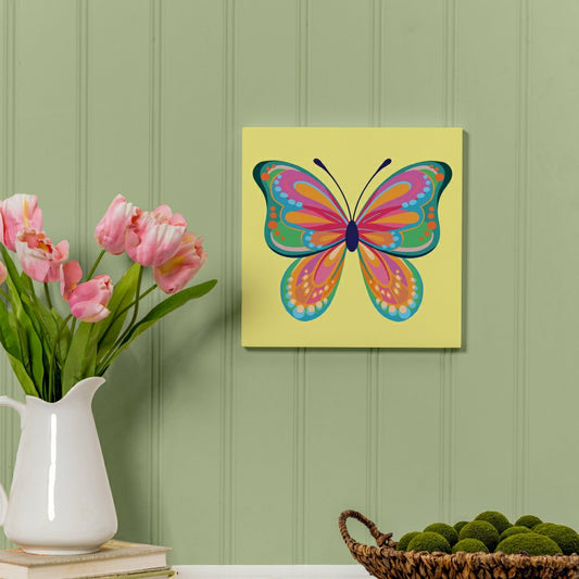 Plow & Hearth Bunny Blooms Indoor Wall Decor, Pink Butterfly, 12" L x 12" H