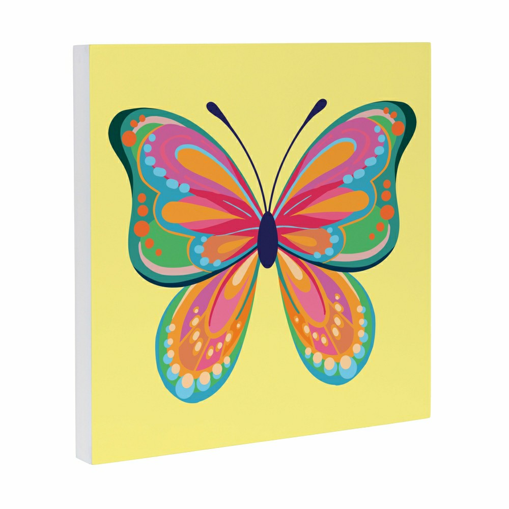 Plow & Hearth Bunny Blooms Indoor Wall Decor, Pink Butterfly, 12" L x 12" H